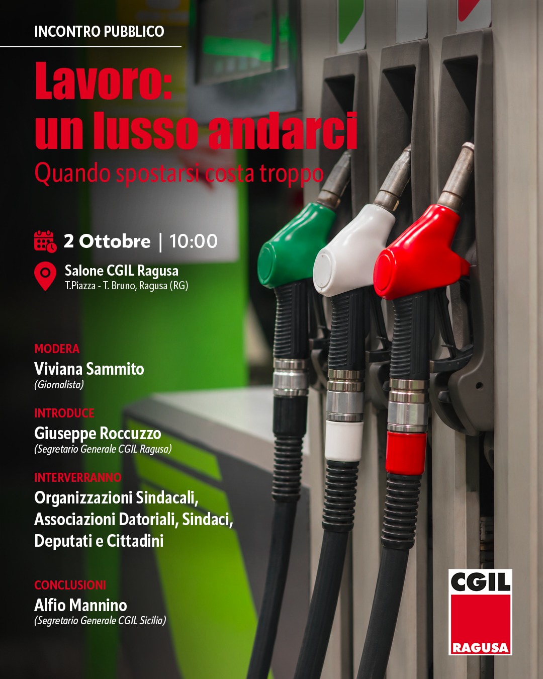 Caro carburante, domani l’assemblea territoriale della CGIL Ragusa: “Il costo degli spostamenti non può continuare a pesare sui lavoratori”